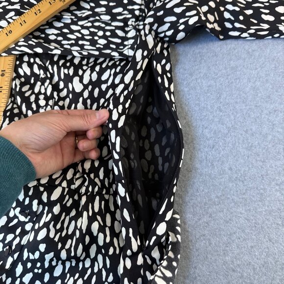 J.Crew Black White Ocelot Animal Print‎ Printed V-Neck 3/4 Sleeve Blouse Size 00 - Picture 8 of 13